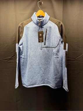 NWT Men's CQR Heather Blue Quarter-Zip Pullover Sz M (17aa)